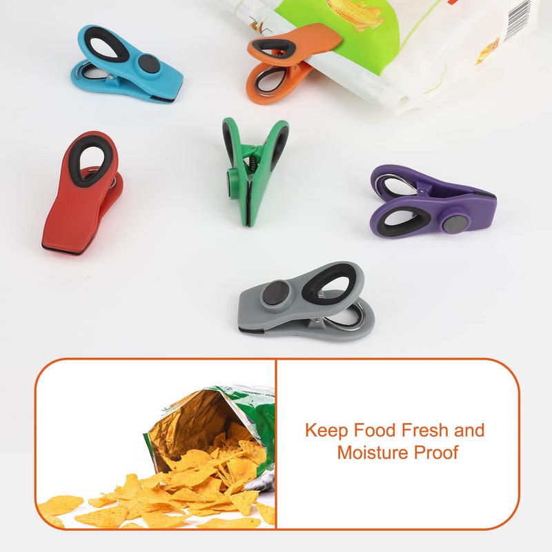 TACGEA Chip Clips  Magnetic Bag Clips with Air Tight Seal for Food Storage  12 Pieces  Multicolor - Image 5